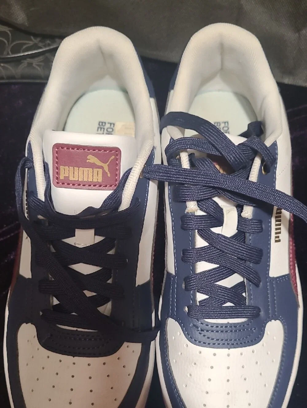 Puma Size 8.5 Navy, White & Burgundy Low-Top Sneakers